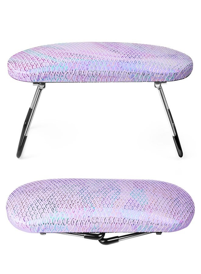 krofaue Professional Nail Hand Rest Stand - Nail Arm Rest High Density Sponge Foldable PU Leather Nail Arm Rest for Nail Tech with Non-Slip Stable Reduce Hand Fatigue Fit for Manicure Salon Use Purple - Image 1